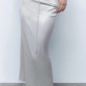 Zara Women's Shimmering Silver Maxi Skirt
